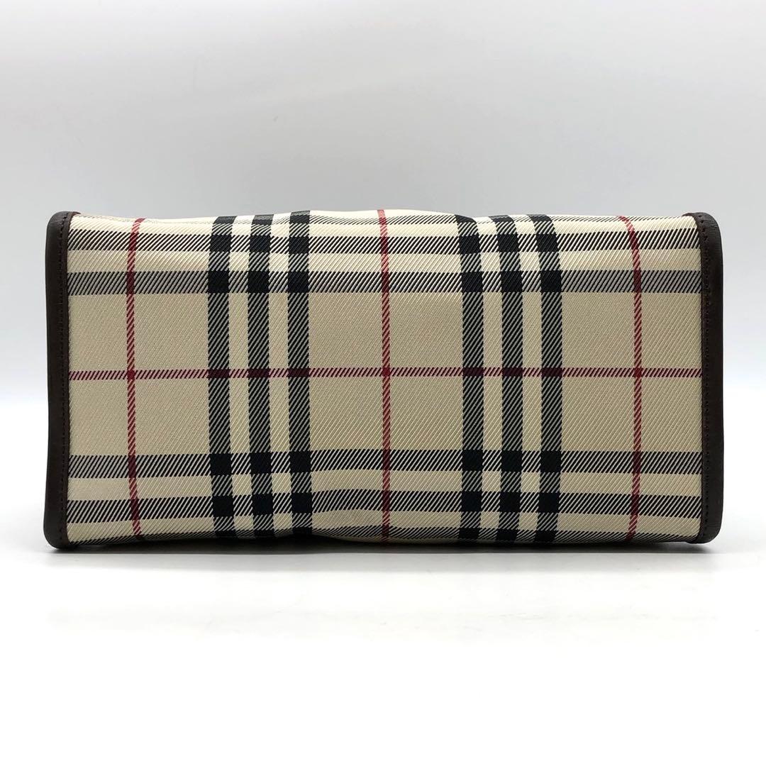 ✨美品✨バーバリー ハンドバッグ ノバチェック ロゴプレート キャンバス レザー