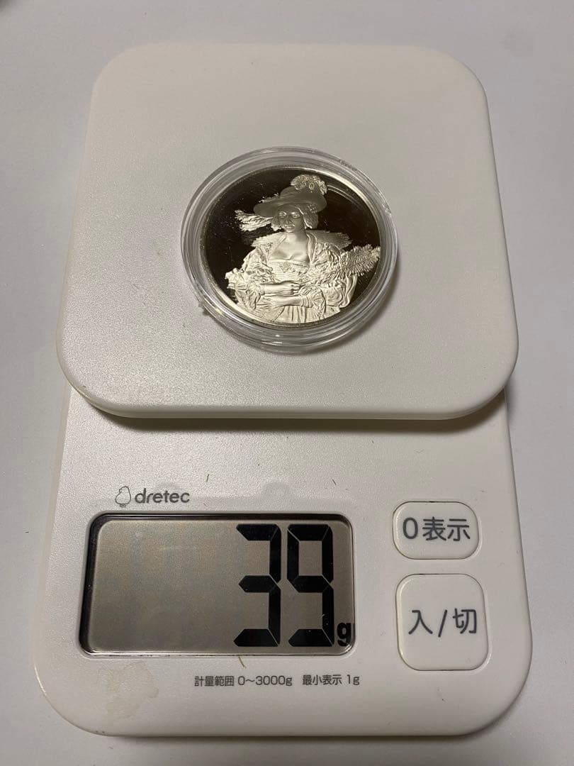 フランス 高銀位 芸術大型銀メダル 貴婦人像 鏡面美品