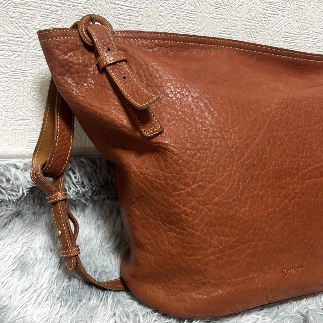 genten ゲンテン レザー ショルダーバッグ 2WAYバッグ ブラウン