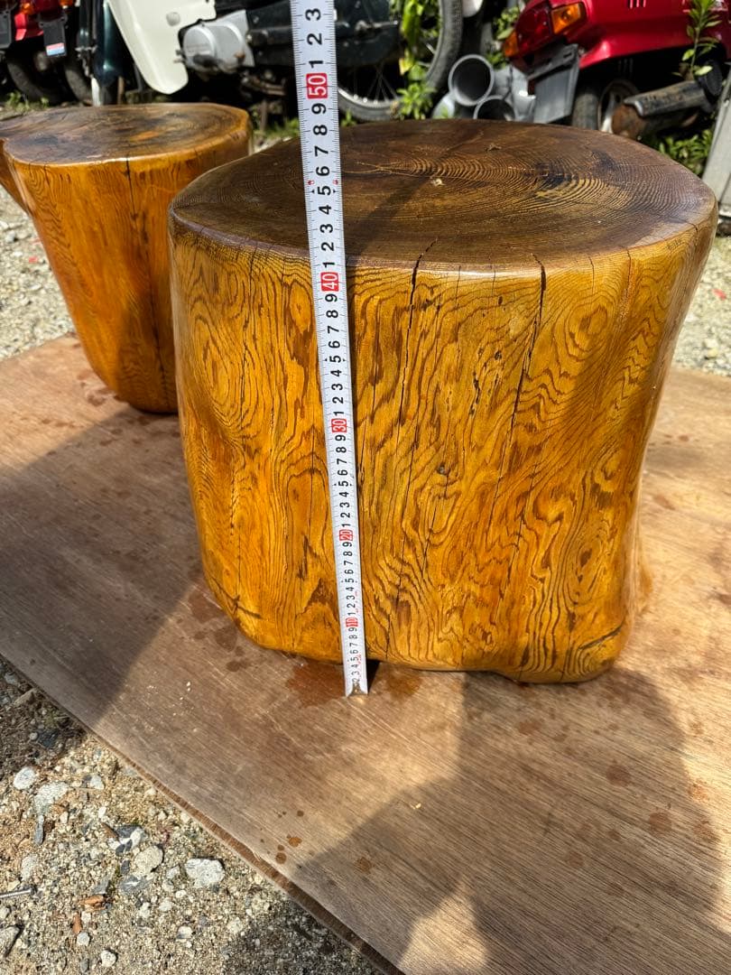 欅（ケヤキ）手作り丸椅子　高さ41cm 直径40cm