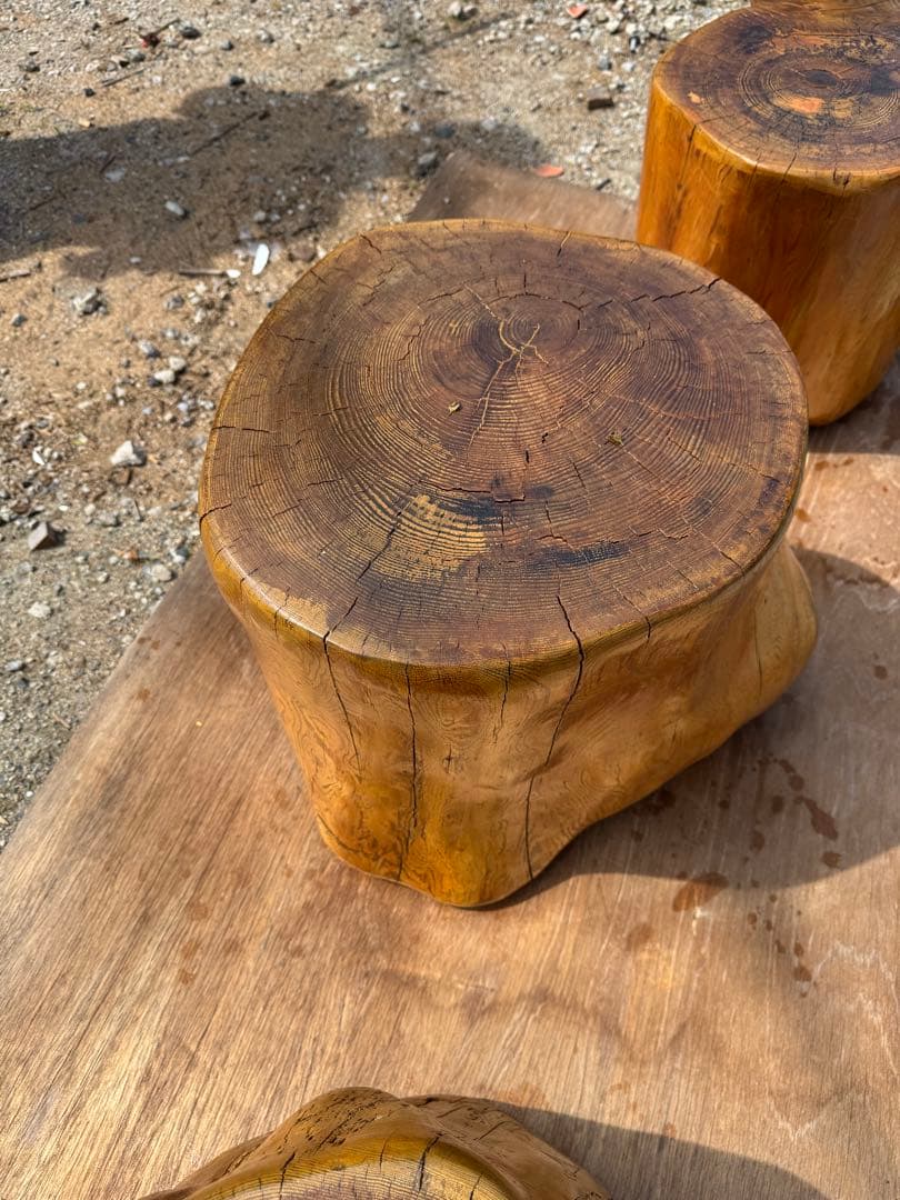 欅（ケヤキ）手作り丸椅子　高さ41cm 直径40cm