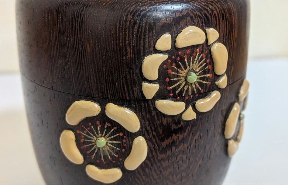 『茂利漆』茶器　光宣作　棗　茶道具　茶入　漆芸　浮彫　花梅表千家裏千家千利休