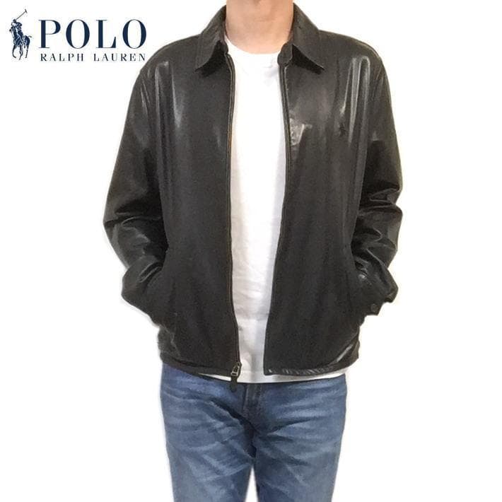 極上 国内正規 Ｌ ポロ ラルフローレン 黒 ラムレザージャケット シープレザー