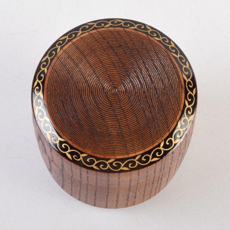 茶道具　塗師　春香作　唐草蒔絵　雪吹茶入　共箱　V　9144