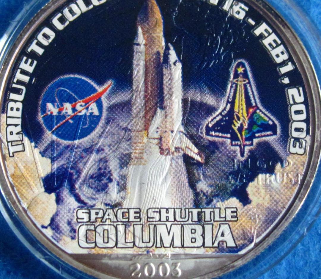 ２００３年　カラー　アメリカンシルバーイーグル　１オンス１ドル銀貨　コロンビア号