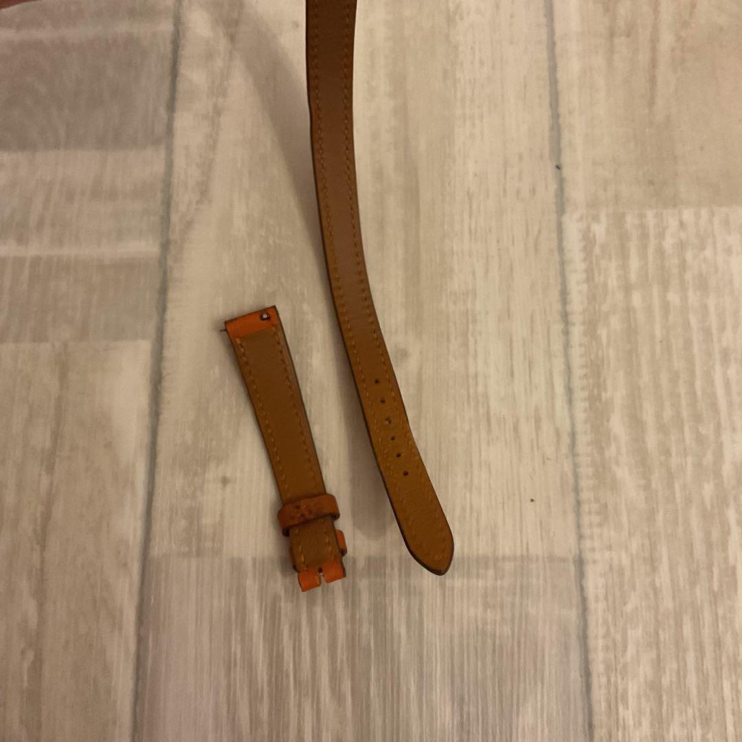 エルメス　Hウォッチミニ　レザーベルト　ドゥブルトゥール　オレンジ
