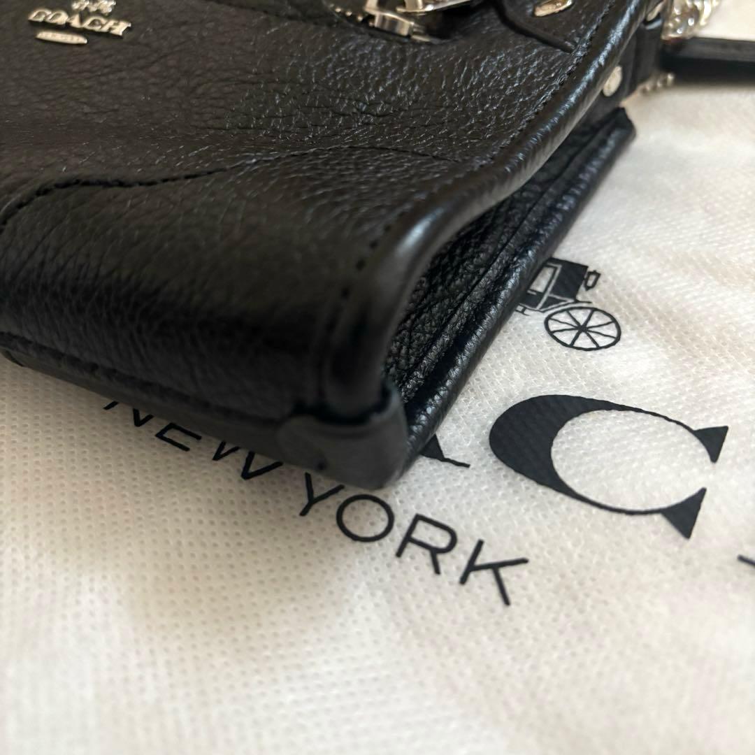 美品✨ コーチ ショルダーバッグ チェーン レザー ブラック ミニ クラッチ