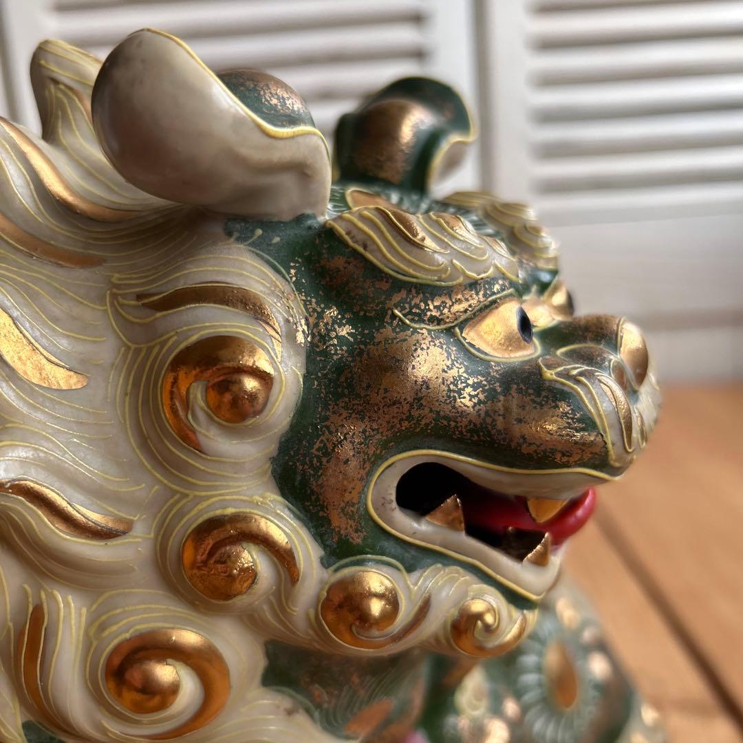 九谷焼　狛犬　獅子　打出の小槌　金運　魔除け　風水　台座付き　希少カラー　縁起物