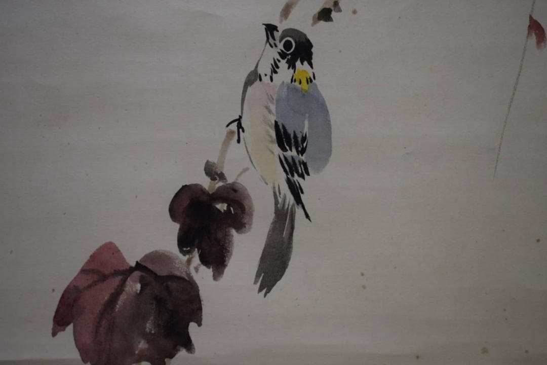 模写/浅井忠/小禽図/布袋屋掛軸HH-901