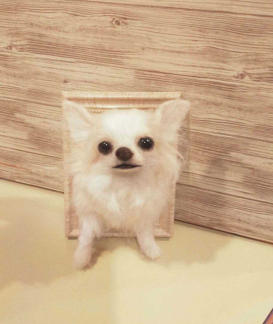 羊毛フェルト　ハンドメイド　犬　チワワ　フレーム