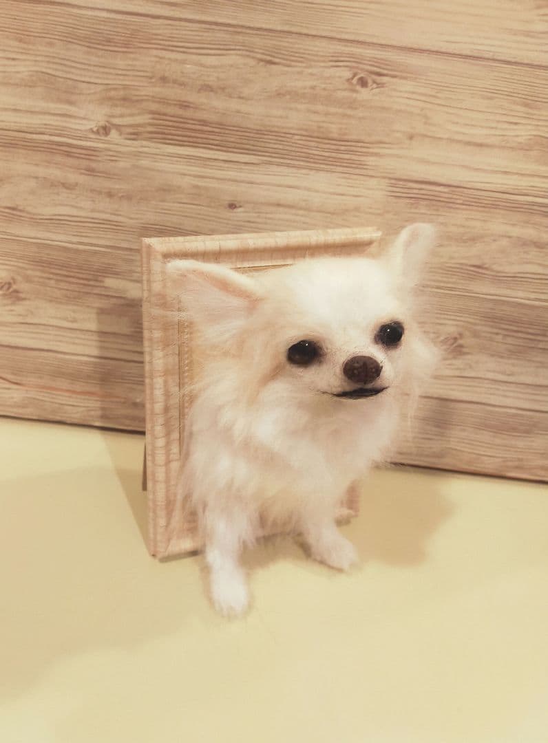 羊毛フェルト　ハンドメイド　犬　チワワ　フレーム