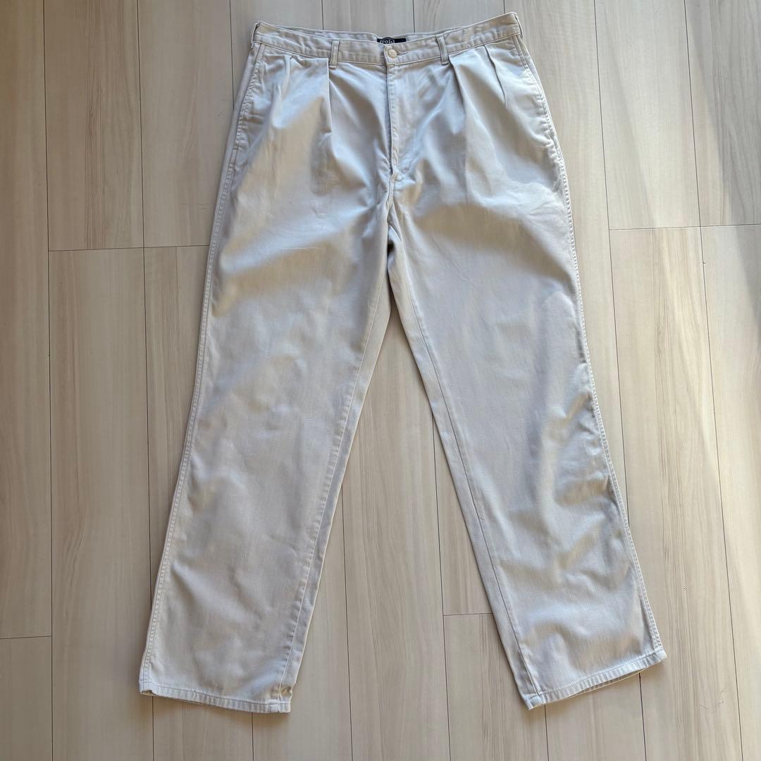 -90s ポロバイラルフローレン ポロチノ USA製 実寸33×32 アイボリー