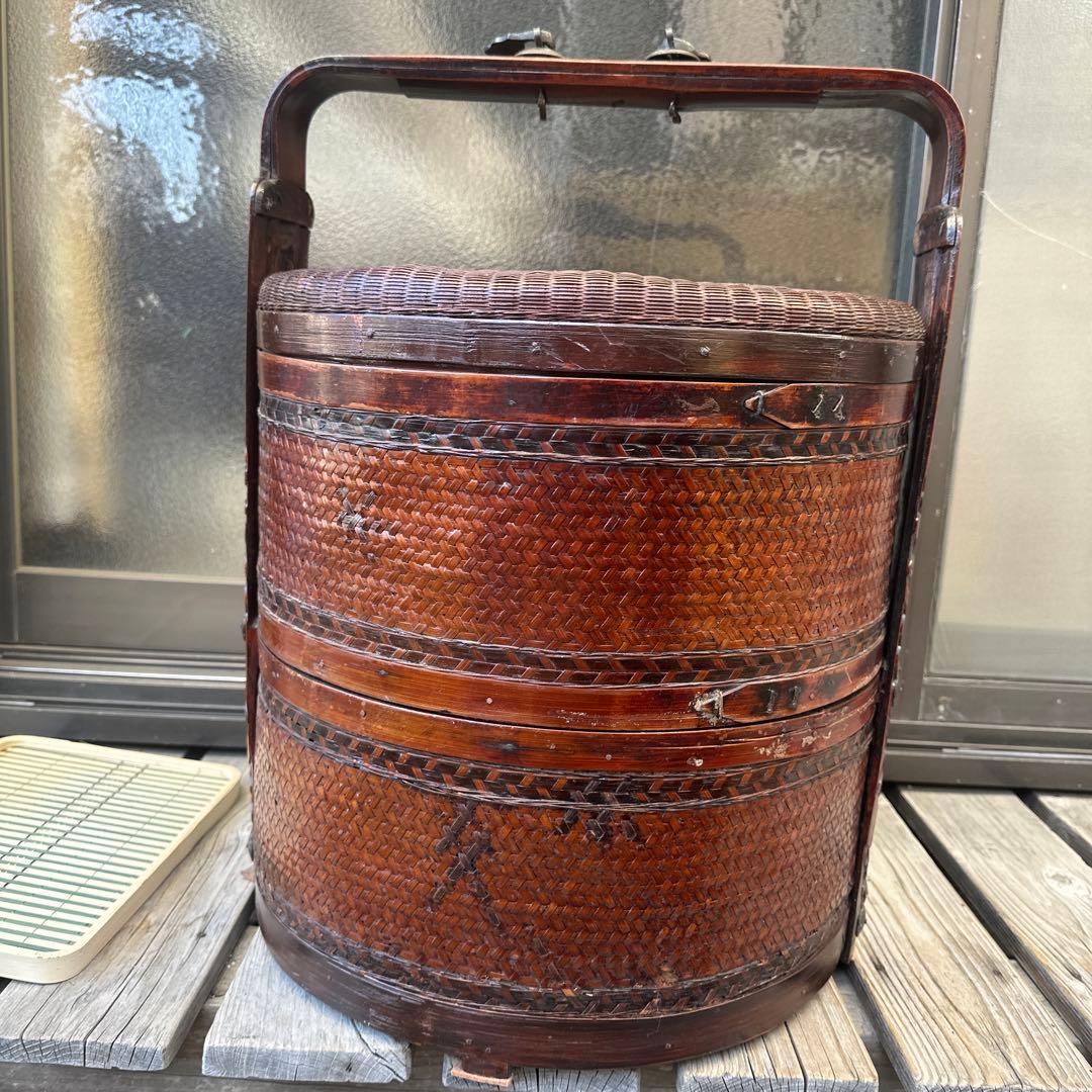 清代の竹細工の食べ物の箱は