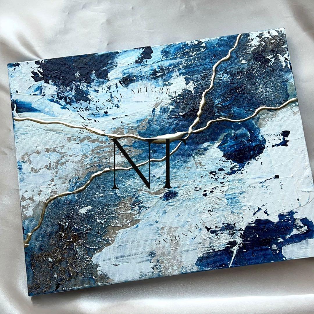 アート　絵画　インテリア　抽象画　テクスチャー　ホテル　青　海　ブルー　ギフト