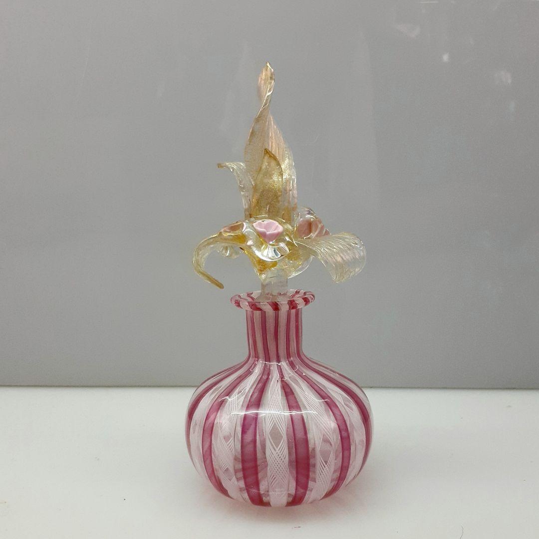 MURANO GLASS ムラノ 金彩 花蓋 香水瓶 パフュームボトル