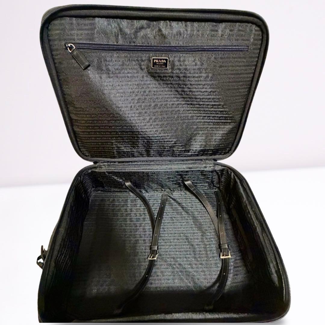 【正規品】プラダ PRADA キャリーケース トロリー ナイロン 三角ロゴ 黒