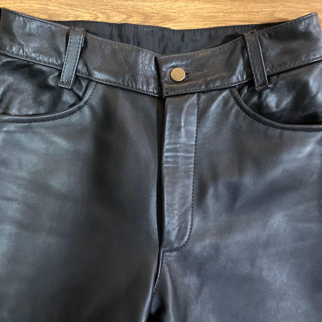 vanson 牛革ストレートレザー ブラックパンツ 31