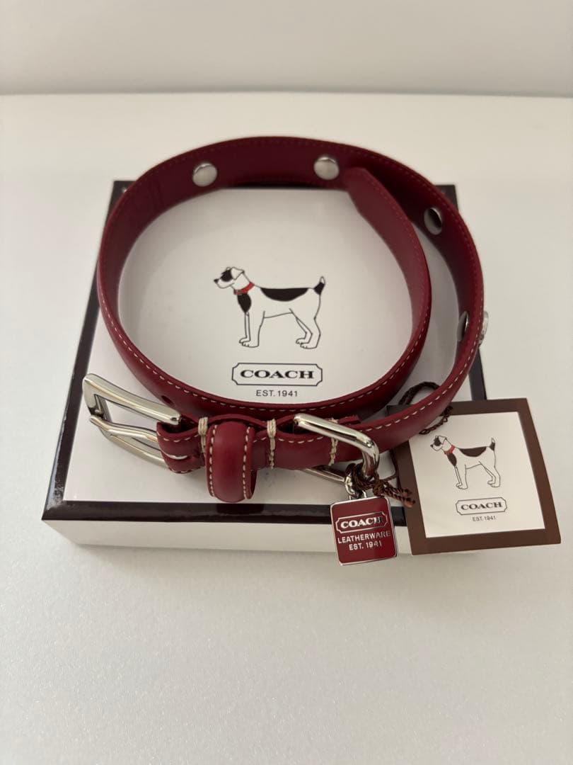 【新品未使用品】COACH レザー 中型犬用首輪