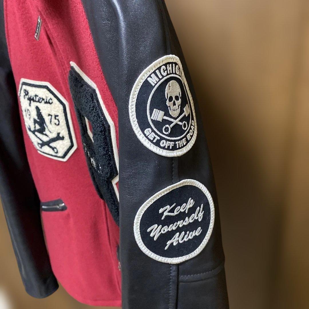 極美品✨ヒステリックグラマー羊革ラム袖レザーROCK 'n ROLL刺繍ワッペン