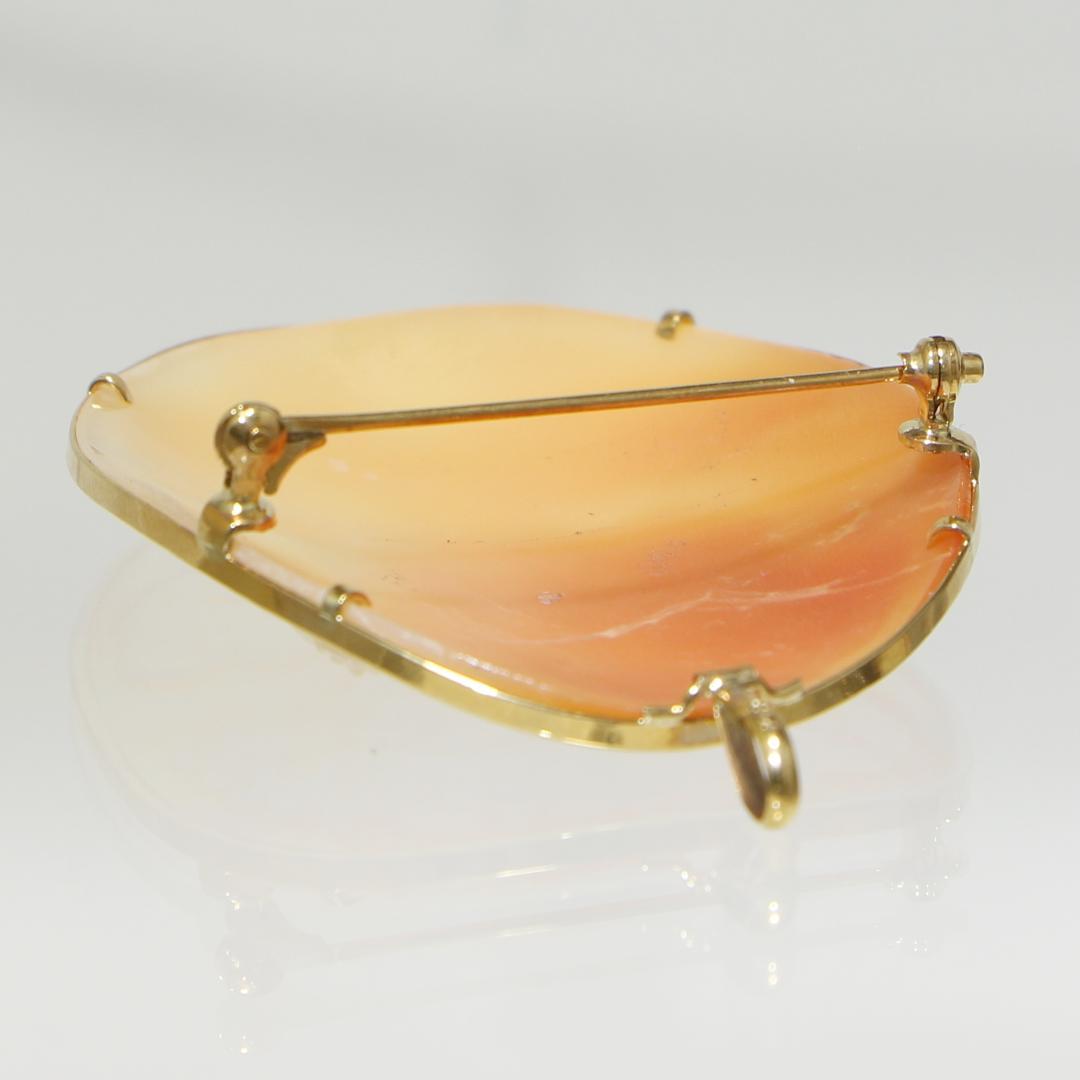 K18YG 　シェル　カメオ　ブローチ　ペンダント　新品