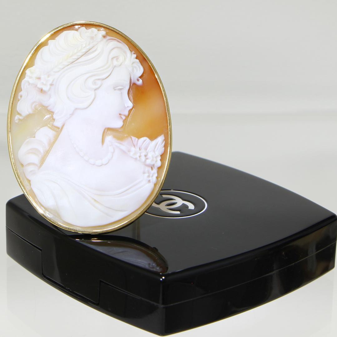 K18YG 　シェル　カメオ　ブローチ　ペンダント　新品