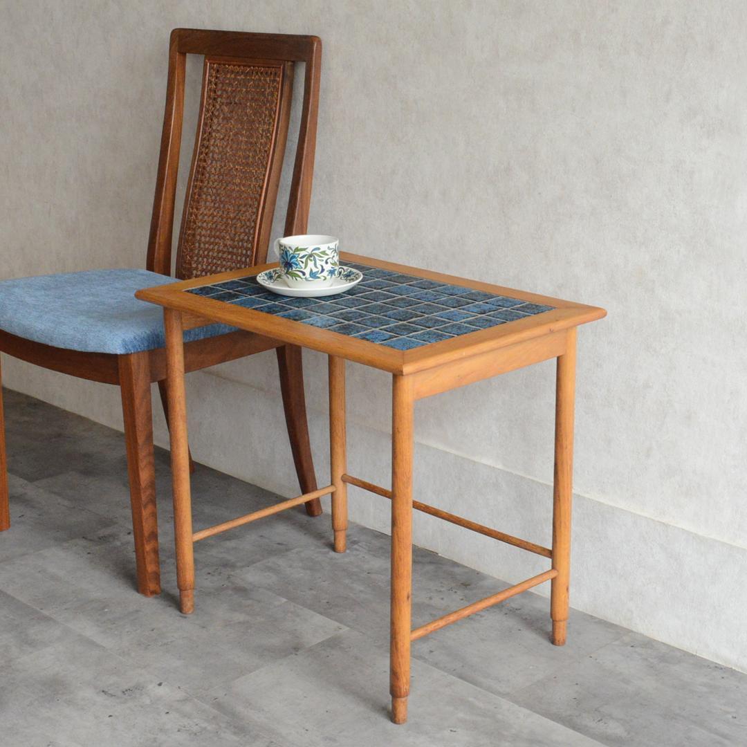 デンマーク 北欧ヴィンテージ タイルトップ サイドテーブル オーク 北欧家具