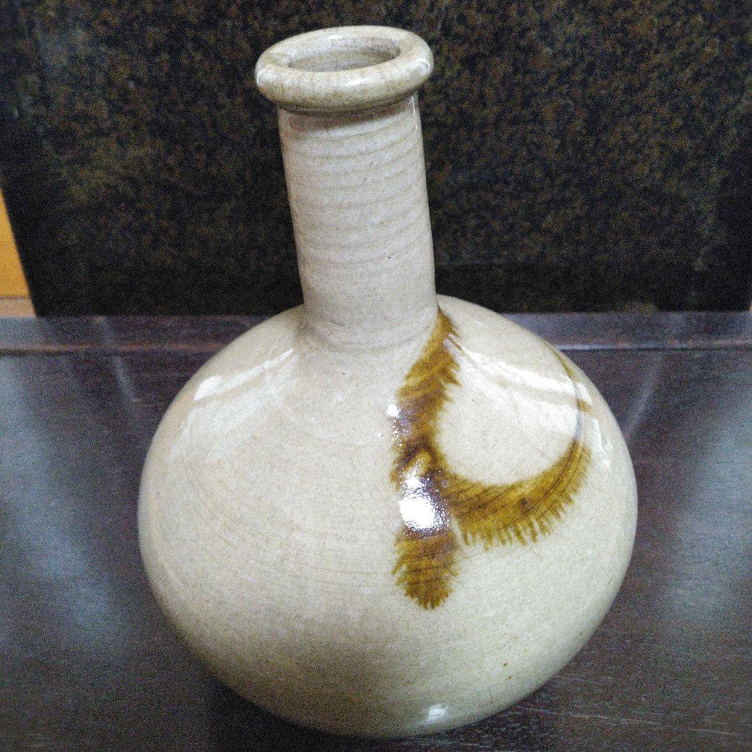 NO295　大堀相馬焼 　古相馬　徳利　飴釉流し掛け