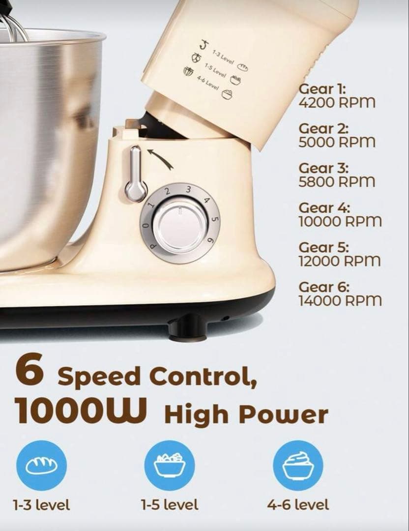 全自動多機能キッチン電気スタンドミキサー、自動生地ミキサー、家庭用泡立て器