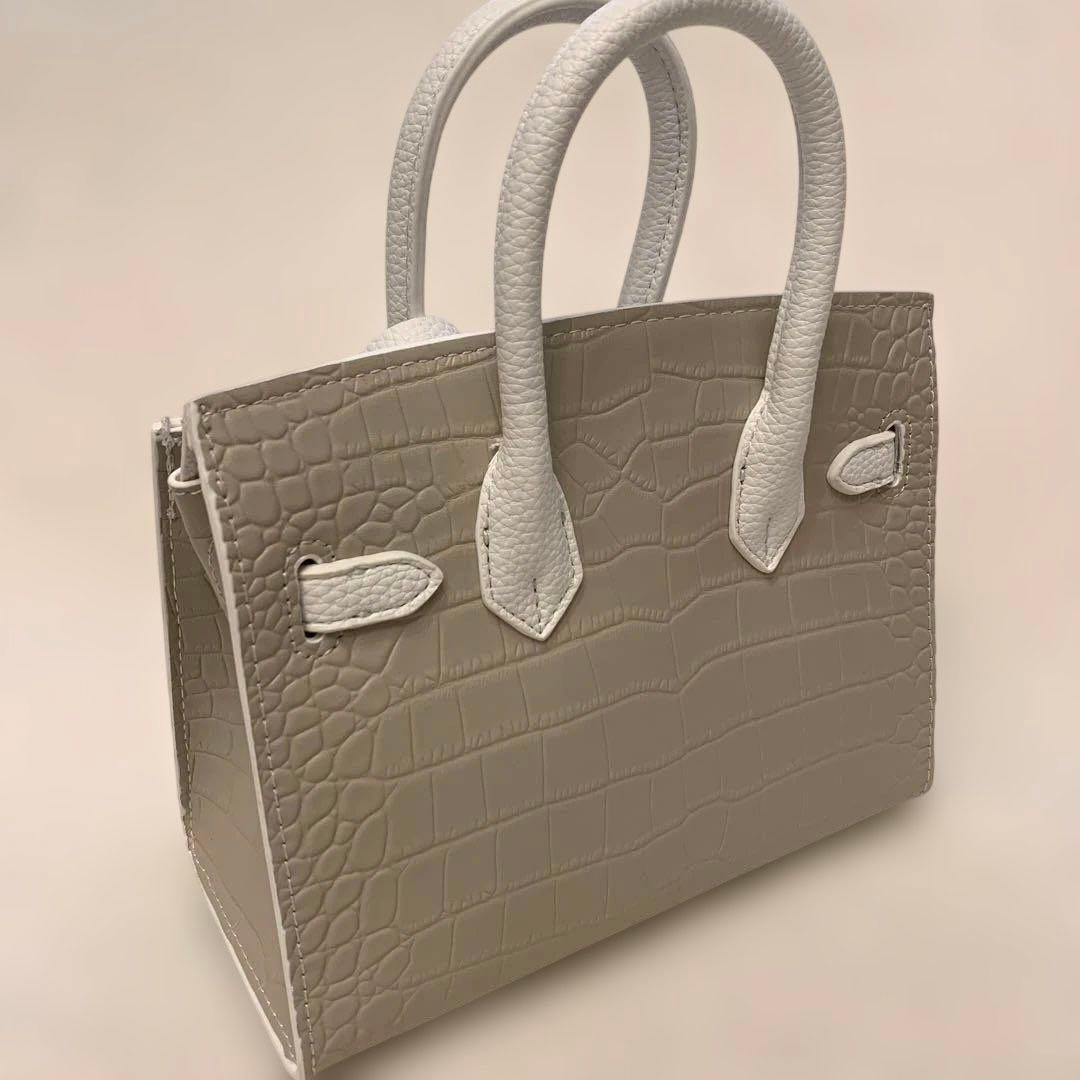 窓デザインバッグ ホワイト×グレージュ