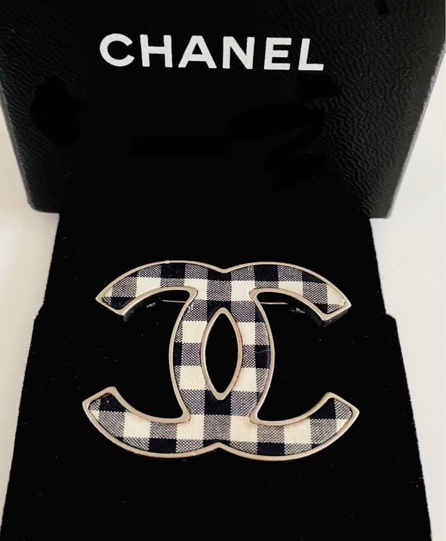 シャネル　CHANEL ギンガムチェック　ココマーク　ブローチ　激レア