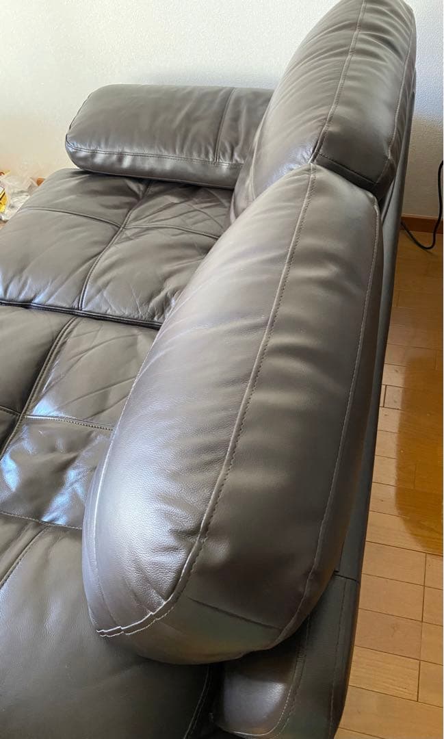 【美品】ニトリ 2人掛け 本革ワイドソファ