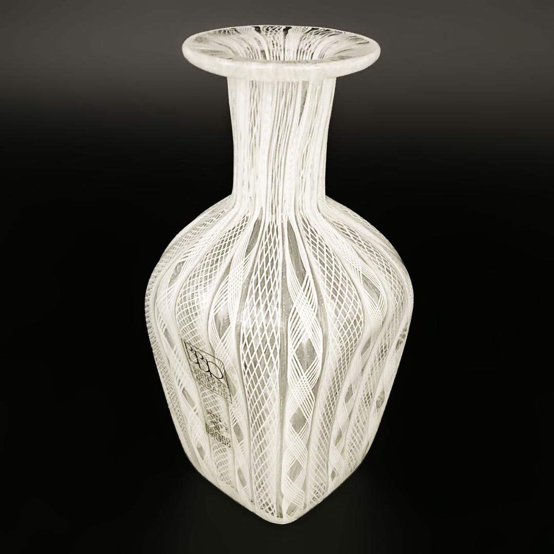 ヴェネチアガラス ムラノ イタリア 花瓶 フィリグラーナ レッティチェロ レース
