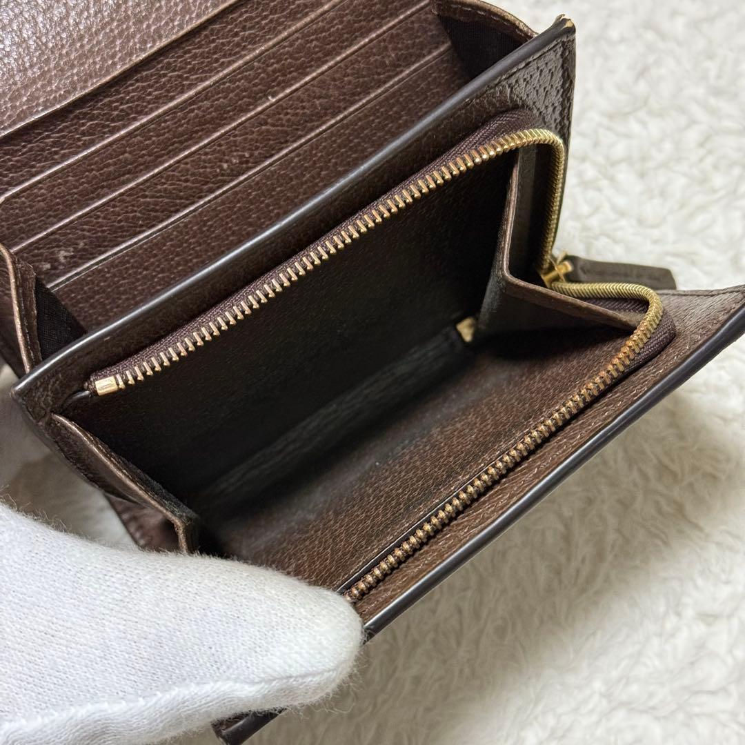 【美品】 GUCCI オフィディア シェリーライン GGスプリーム 二つ折り財布
