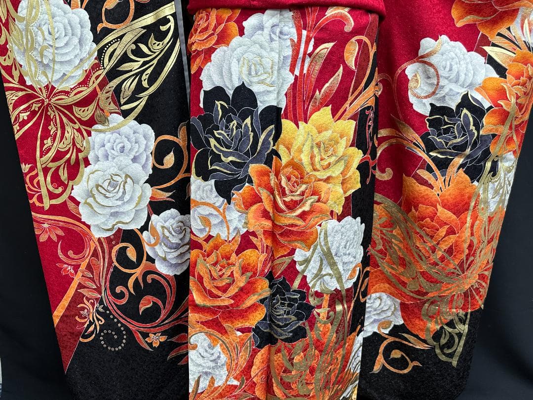 赤黒金 薔薇ゴールド小悪魔ageha系振袖フルセット