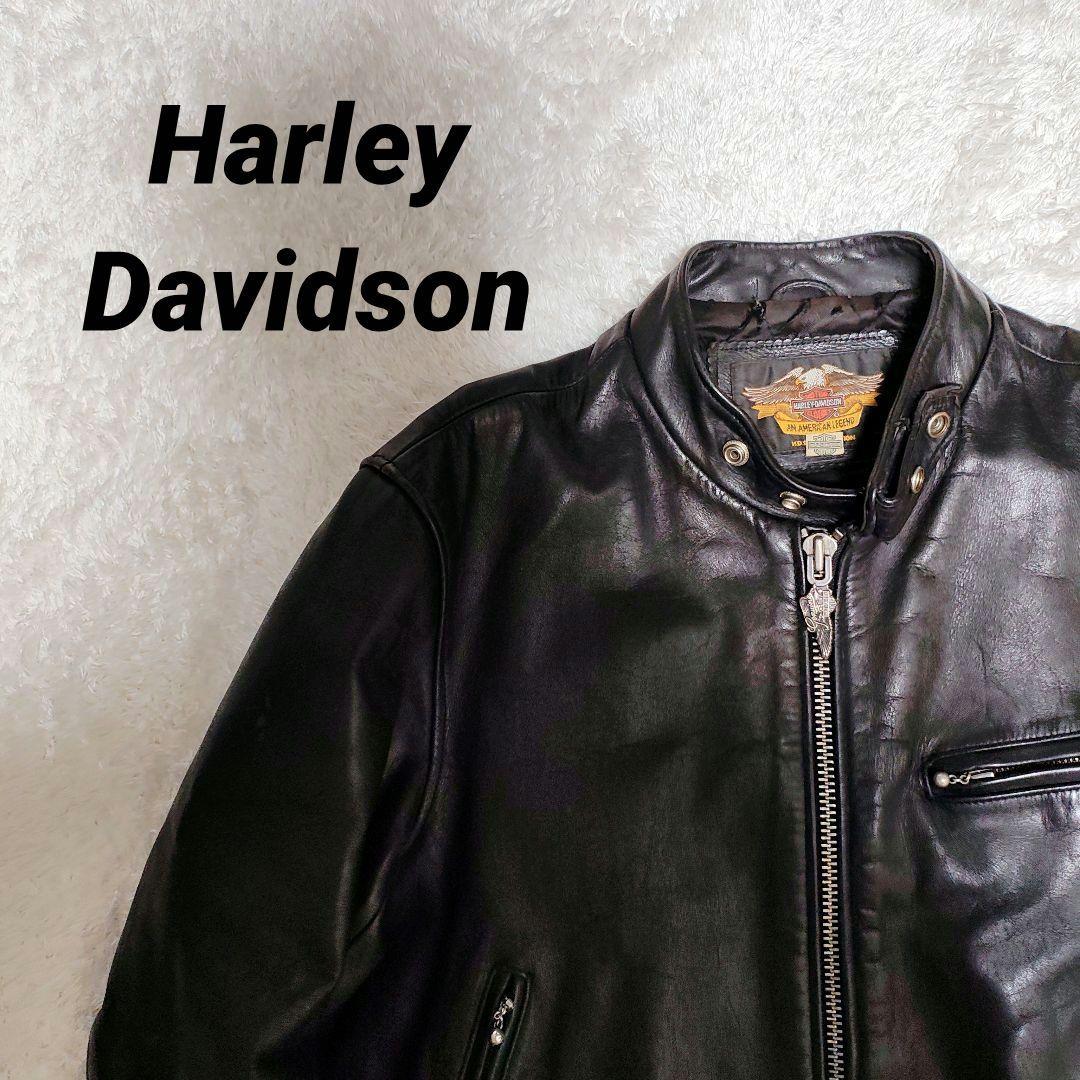 ビ*ー様 Harley-Davidson 本革 シングルライダース ブラック