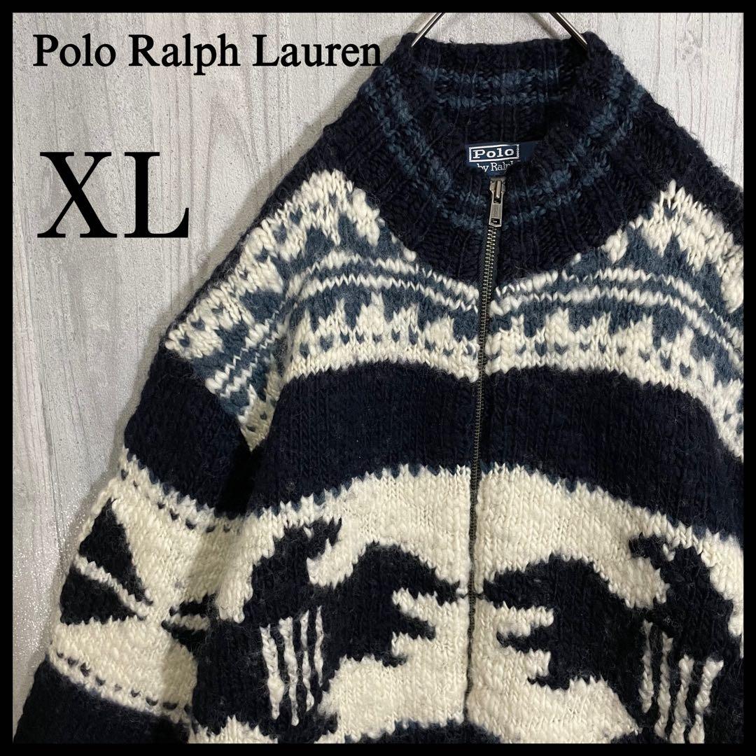 【希少モデル】ラルフローレン　サンダーバード柄　ジップニットジャケット　XL