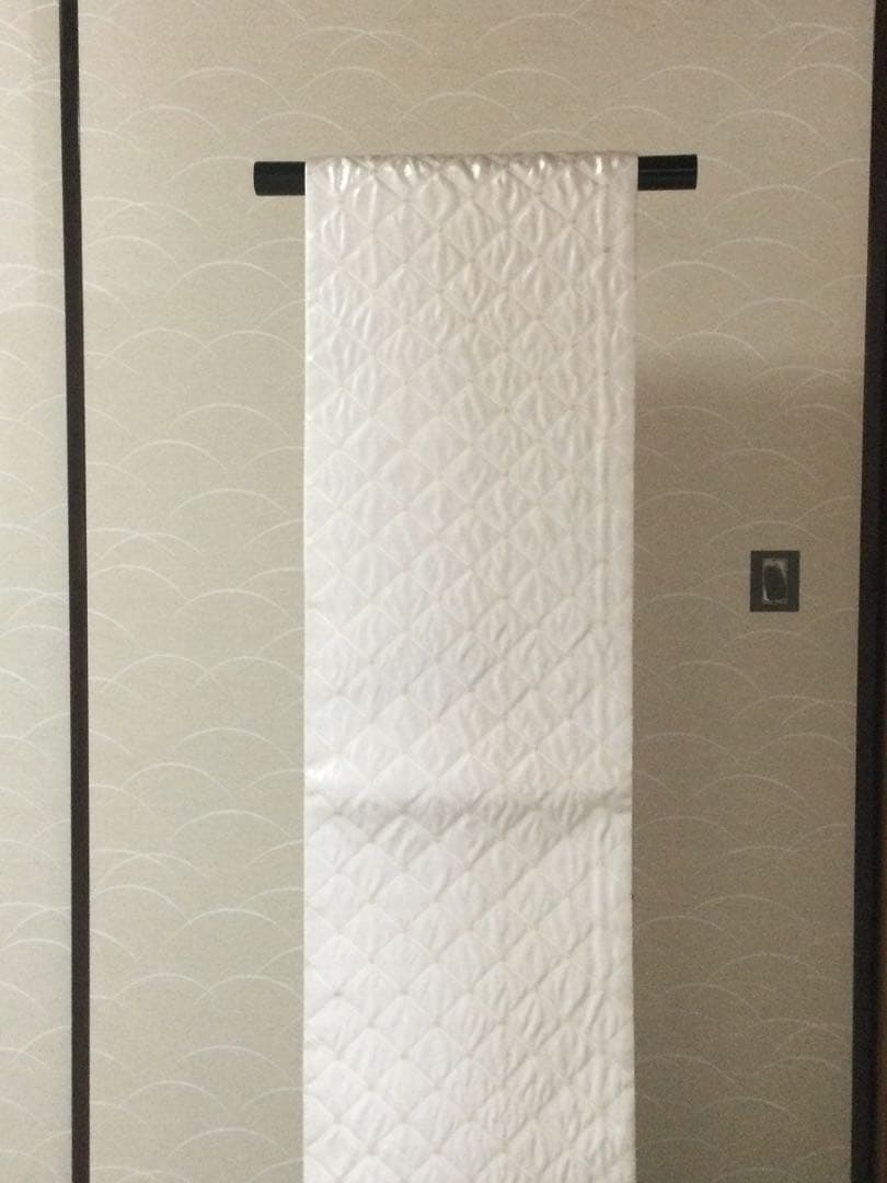 訳有り！素敵な装い！西陣袋帯 綿芯本仕立付　有職菱紋様　白銀　簡易包装