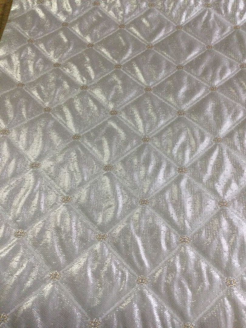 訳有り！素敵な装い！西陣袋帯 綿芯本仕立付　有職菱紋様　白銀　簡易包装