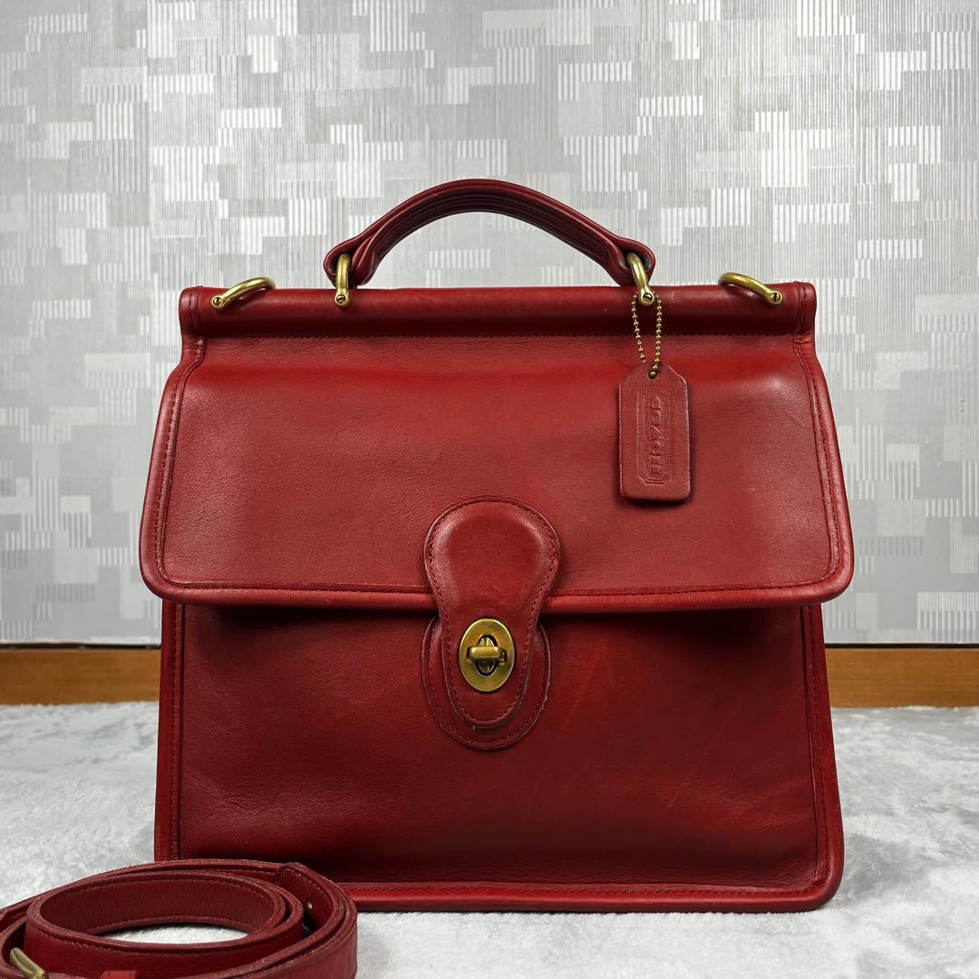 オールドコーチ 2way ハンドバッグ ウィリス レッド系　赤 斜め掛け◎