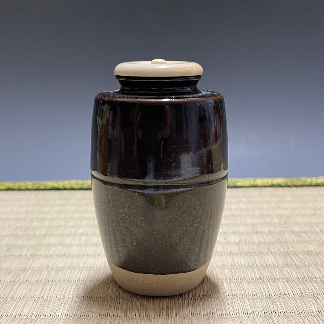 膳所焼 陽炎園 肩衡 茶入 茶道具 骨董品 293