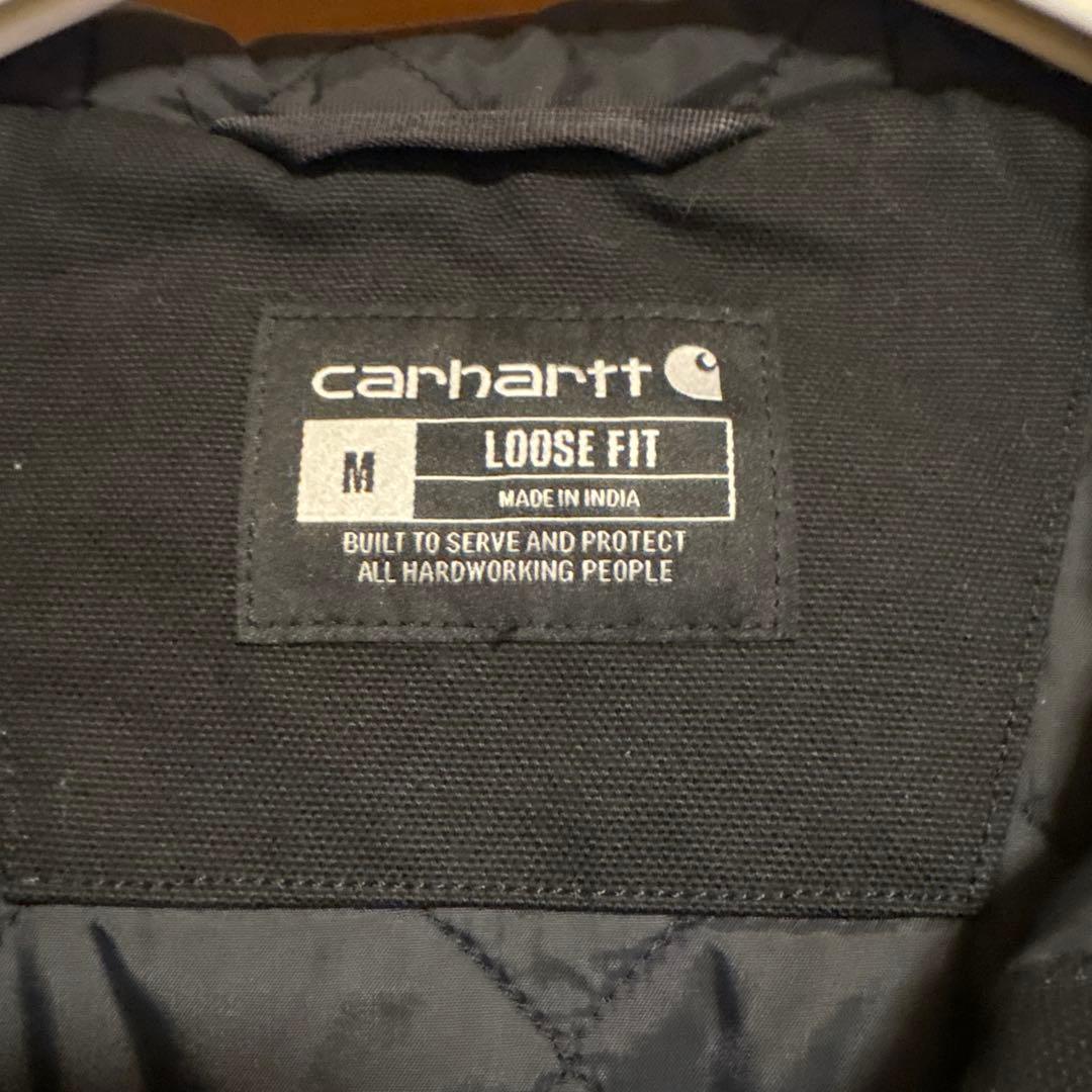 美品 Carhartt ダックアクティブジャケット ブラック キルティング裏地