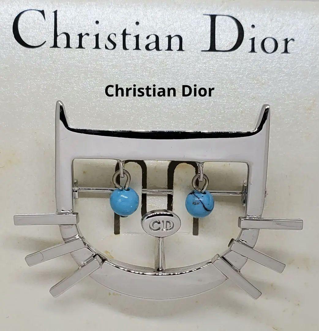 Christian Dior　ディオール　Dキャット　ターコイズ　ブローチ