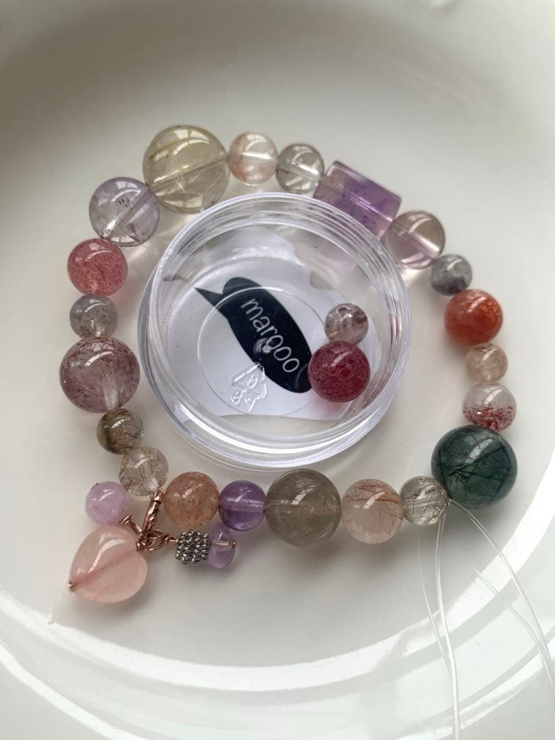 オーダー天然石ブレスレットmumuゴールドルチルスーパーセブンアメトリン