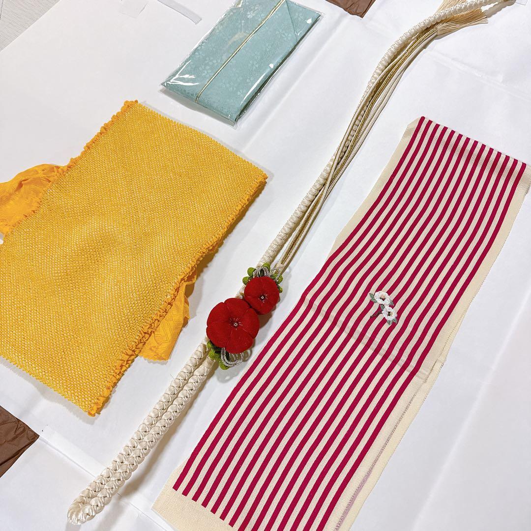 松竹梅　クリーム　振袖　成人式　フルセット