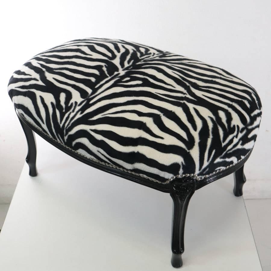 イタリアンクラシカル調 ゼブラ柄 猫脚 スツール オットマン アニマル柄