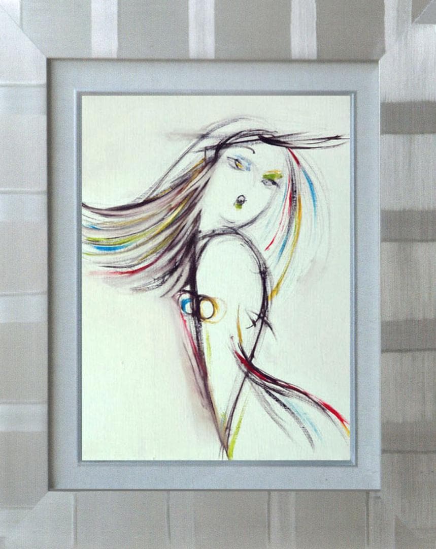 油絵 菅家令子 絵 絵画 インテリア 額付(銀) F4-080214 人物 女性