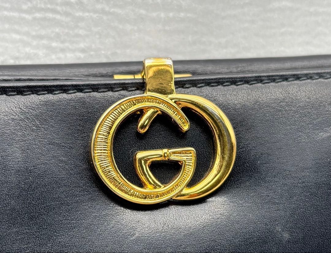 買取見積書有り　美品　オールドグッチ　インターロッキング　レザー二つ折り財布