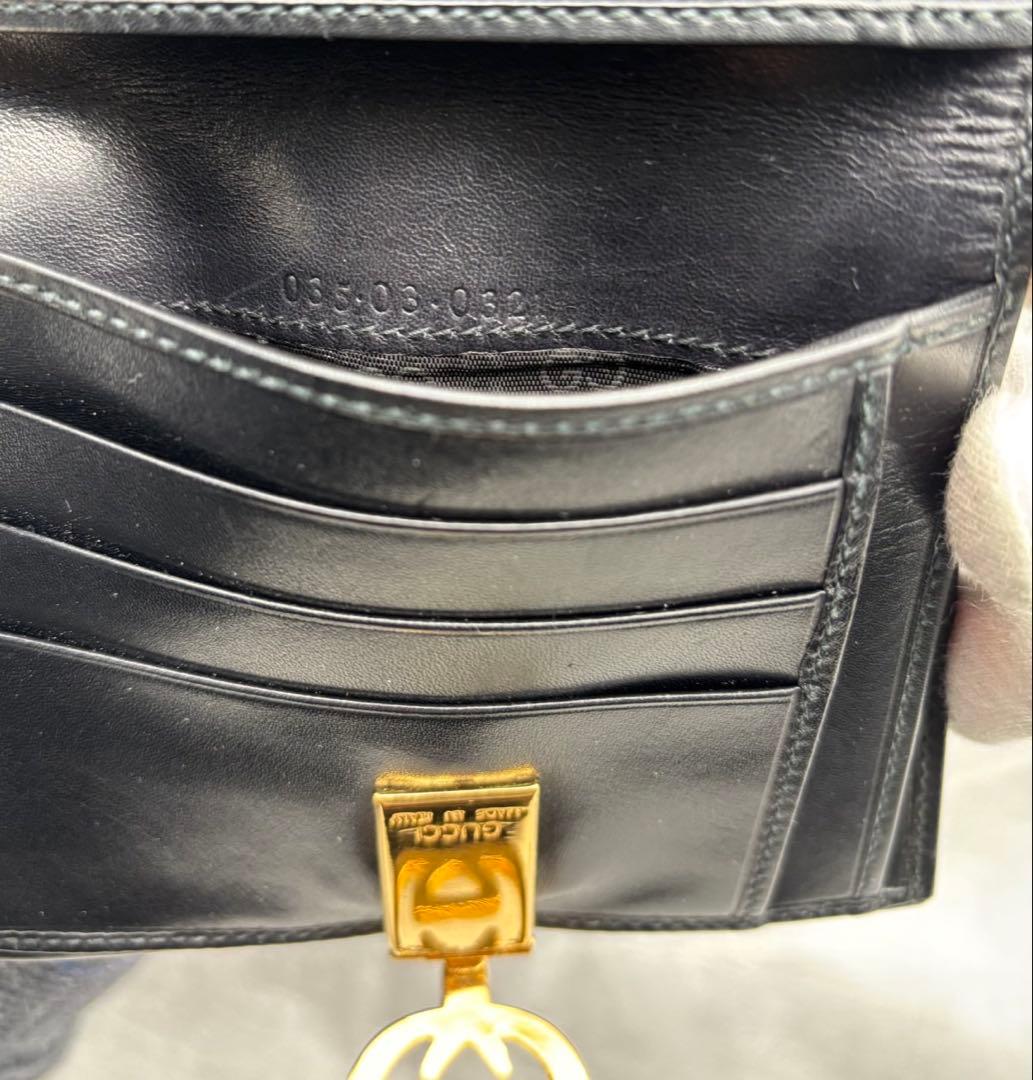 買取見積書有り　美品　オールドグッチ　インターロッキング　レザー二つ折り財布