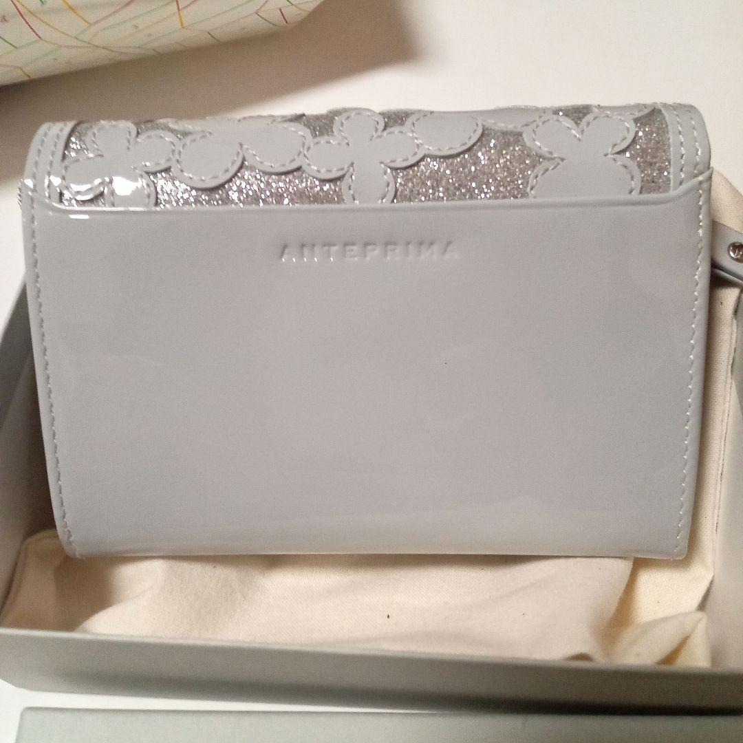ANTEPRIMA 花柄 二つ折り財布 ブルーグレー