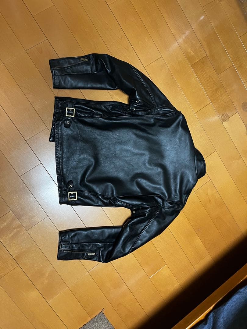 ブラックレザー シングルライダースジャケット　ボア付き